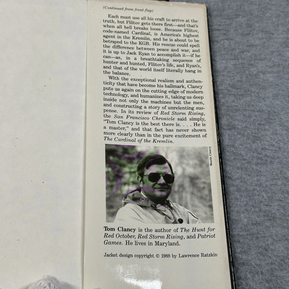 Tom Clancy The Cardinal of the Kremlin 1988 1st Ed Hardcover DJ Rare NOTE